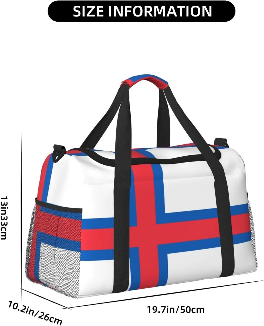 Flag Of Faroe Travel Duffel Bag Large Foldable Waterproof Overnight Bag For Beach Swim Bags Pool Sports Gym