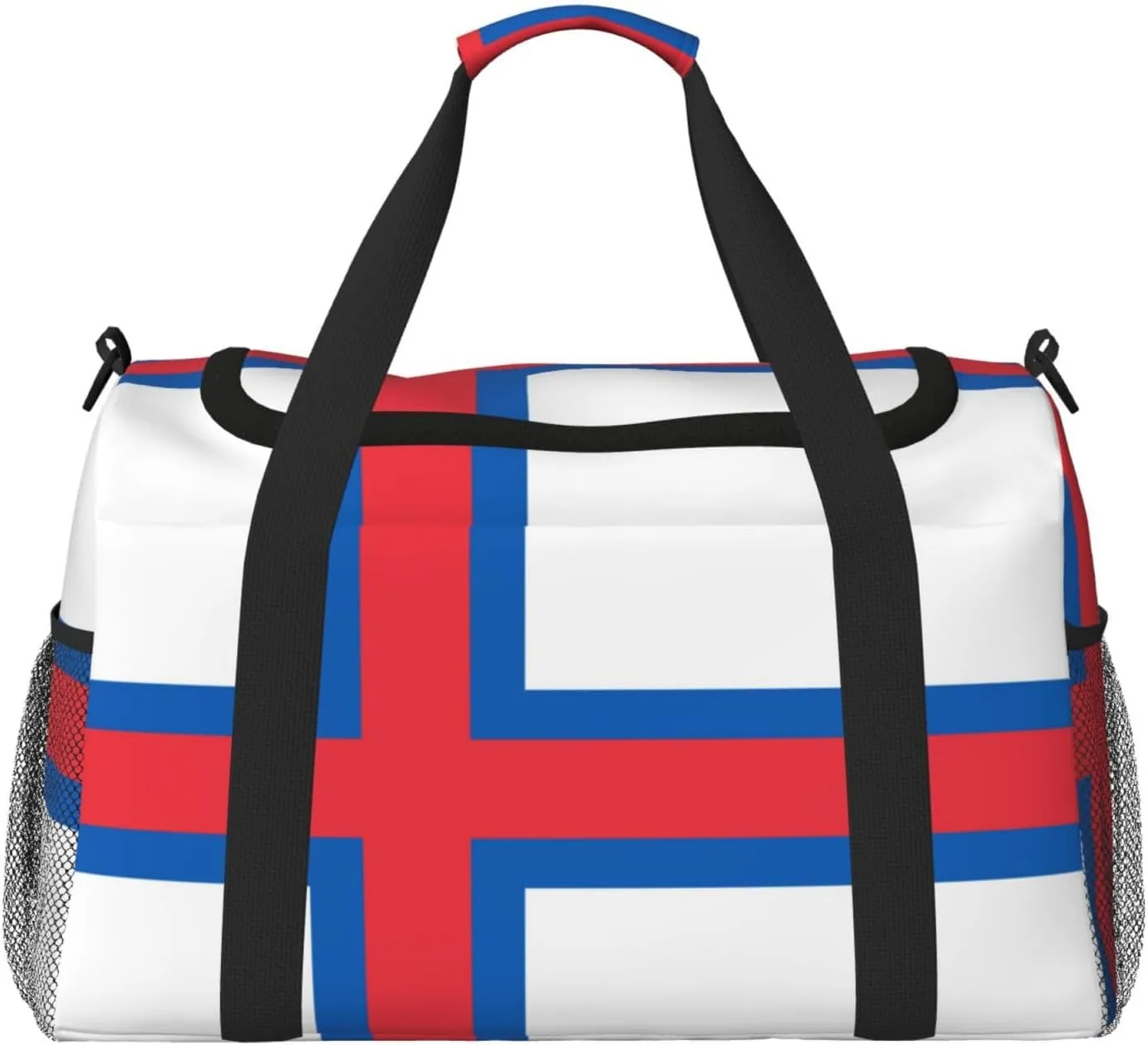 Flag Of Faroe Travel Duffel Bag Large Foldable Waterproof Overnight Bag For Beach Swim Bags Pool Sports Gym