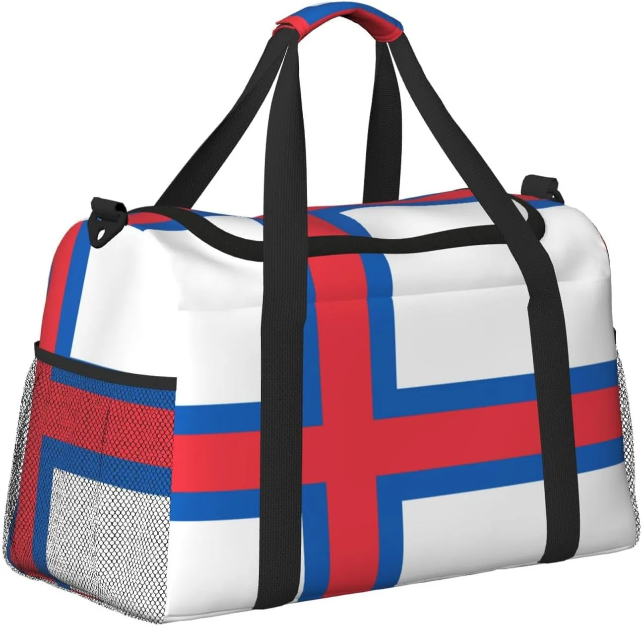 Flag Of Faroe Travel Duffel Bag Large Foldable Waterproof Overnight Bag For Beach Swim Bags Pool Sports Gym