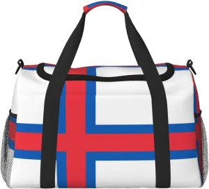Flag Of Faroe Travel Duffel Bag Large Foldable Waterproof Overnight Bag For Beach Swim Bags Pool Sports Gym