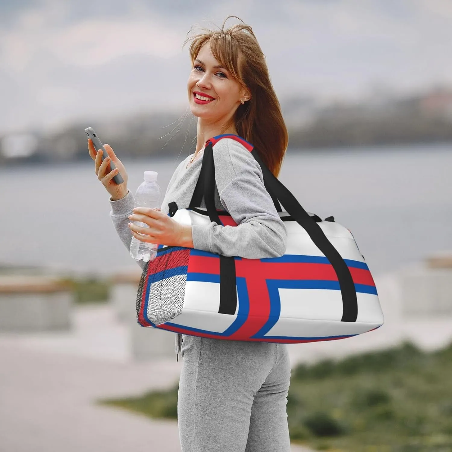 Flag Of Faroe Travel Duffel Bag Large Foldable Waterproof Overnight Bag For Beach Swim Bags Pool Sports Gym