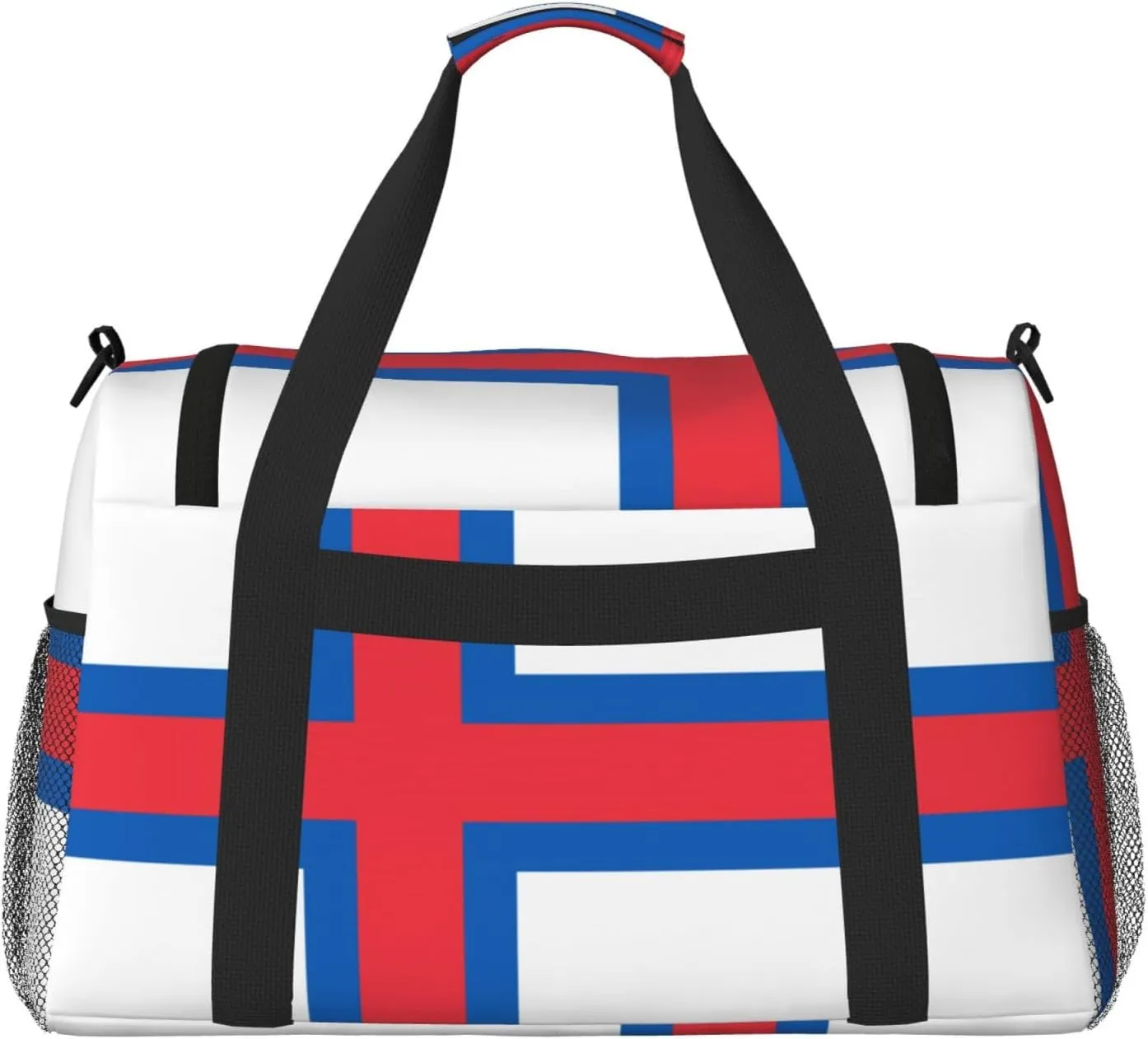 Flag Of Faroe Travel Duffel Bag Large Foldable Waterproof Overnight Bag For Beach Swim Bags Pool Sports Gym