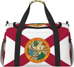 Flag Of Florida Travel Duffel Bag Large Foldable Waterproof Overnight Bag For Beach Swim Bags Pool Sports Gym
