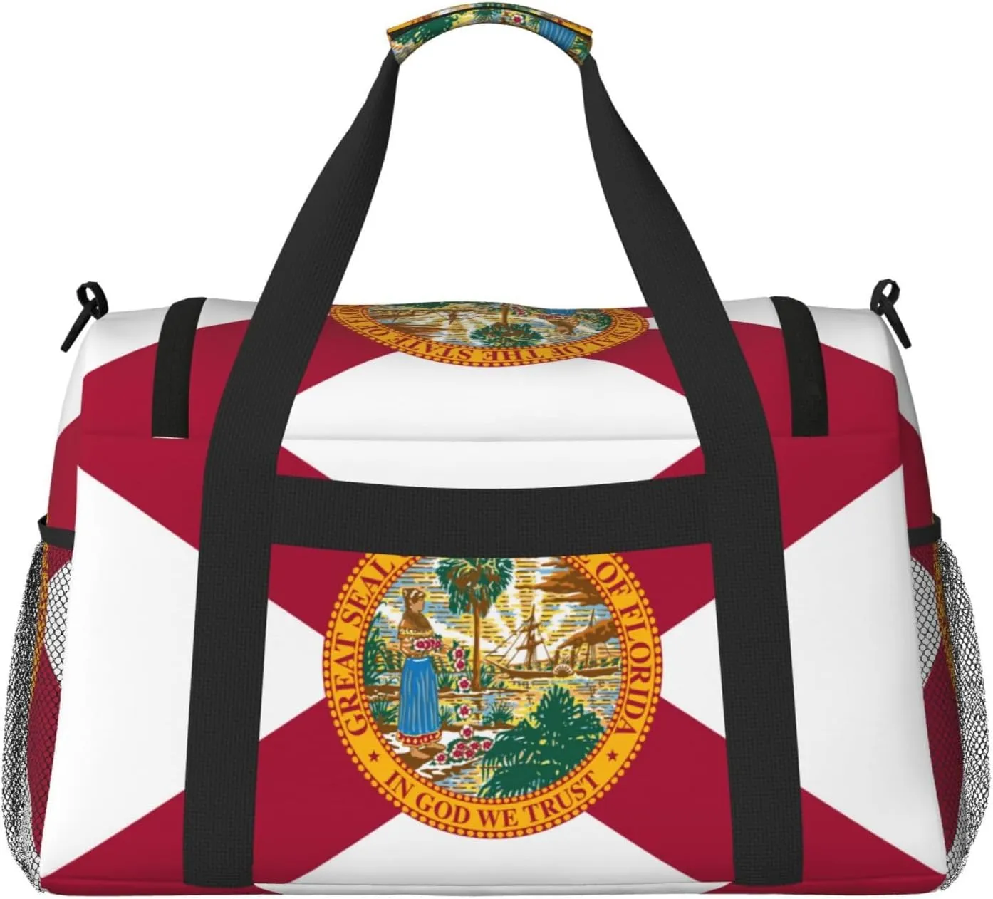 Flag Of Florida Travel Duffel Bag Large Foldable Waterproof Overnight Bag For Beach Swim Bags Pool Sports Gym
