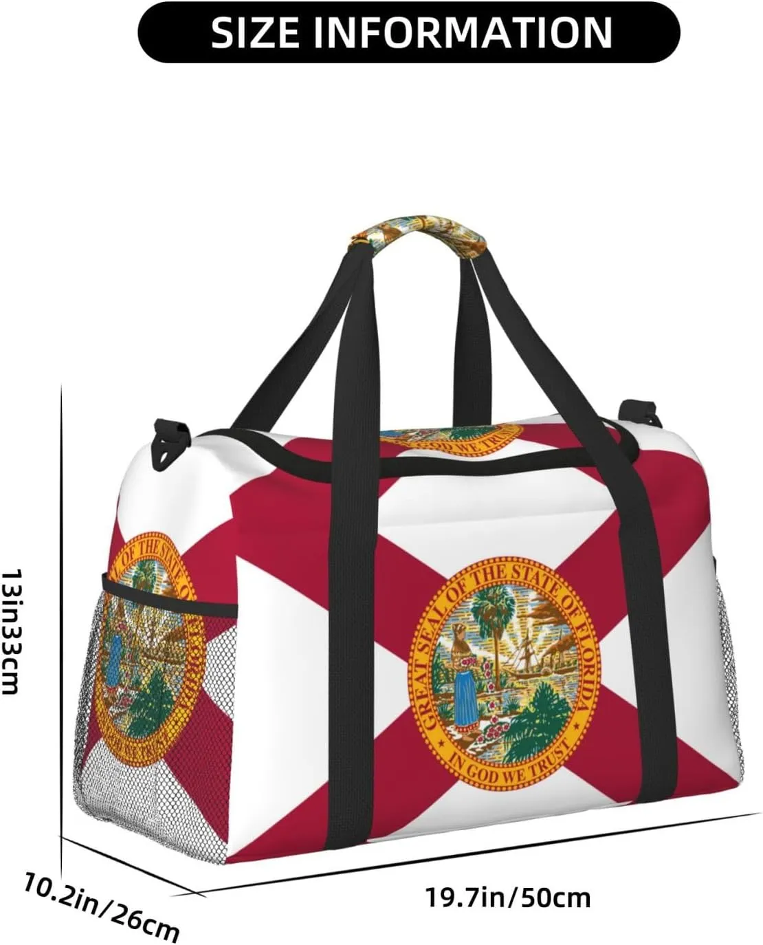 Flag Of Florida Travel Duffel Bag Large Foldable Waterproof Overnight Bag For Beach Swim Bags Pool Sports Gym