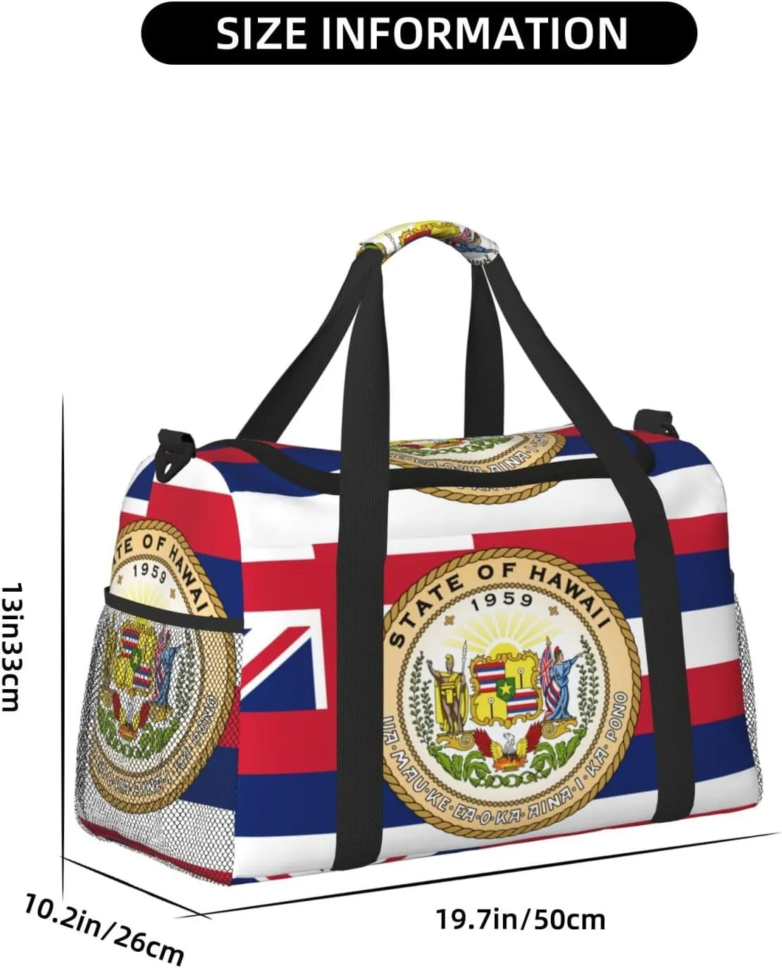Flag Of Hawaii Travel Duffel Bag Large Foldable Waterproof Overnight Bag For Beach Swim Bags Pool Sports Gym