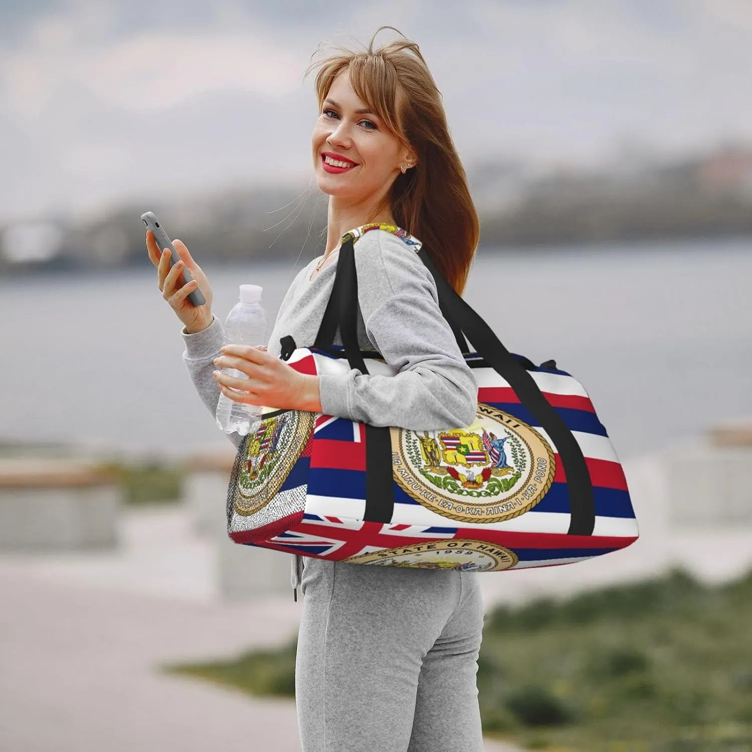 Flag Of Hawaii Travel Duffel Bag Large Foldable Waterproof Overnight Bag For Beach Swim Bags Pool Sports Gym