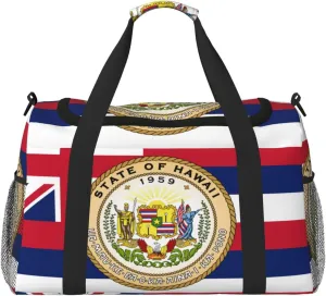 Flag Of Hawaii Travel Duffel Bag Large Foldable Waterproof Overnight Bag For Beach Swim Bags Pool Sports Gym