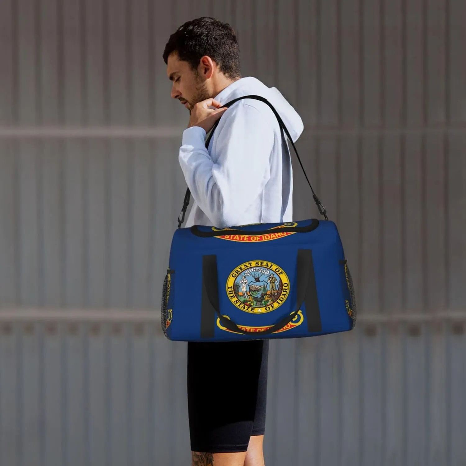 Flag Of Idaho Travel Duffel Bag Large Foldable Waterproof Overnight Bag For Beach Swim Bags Pool Sports Gym