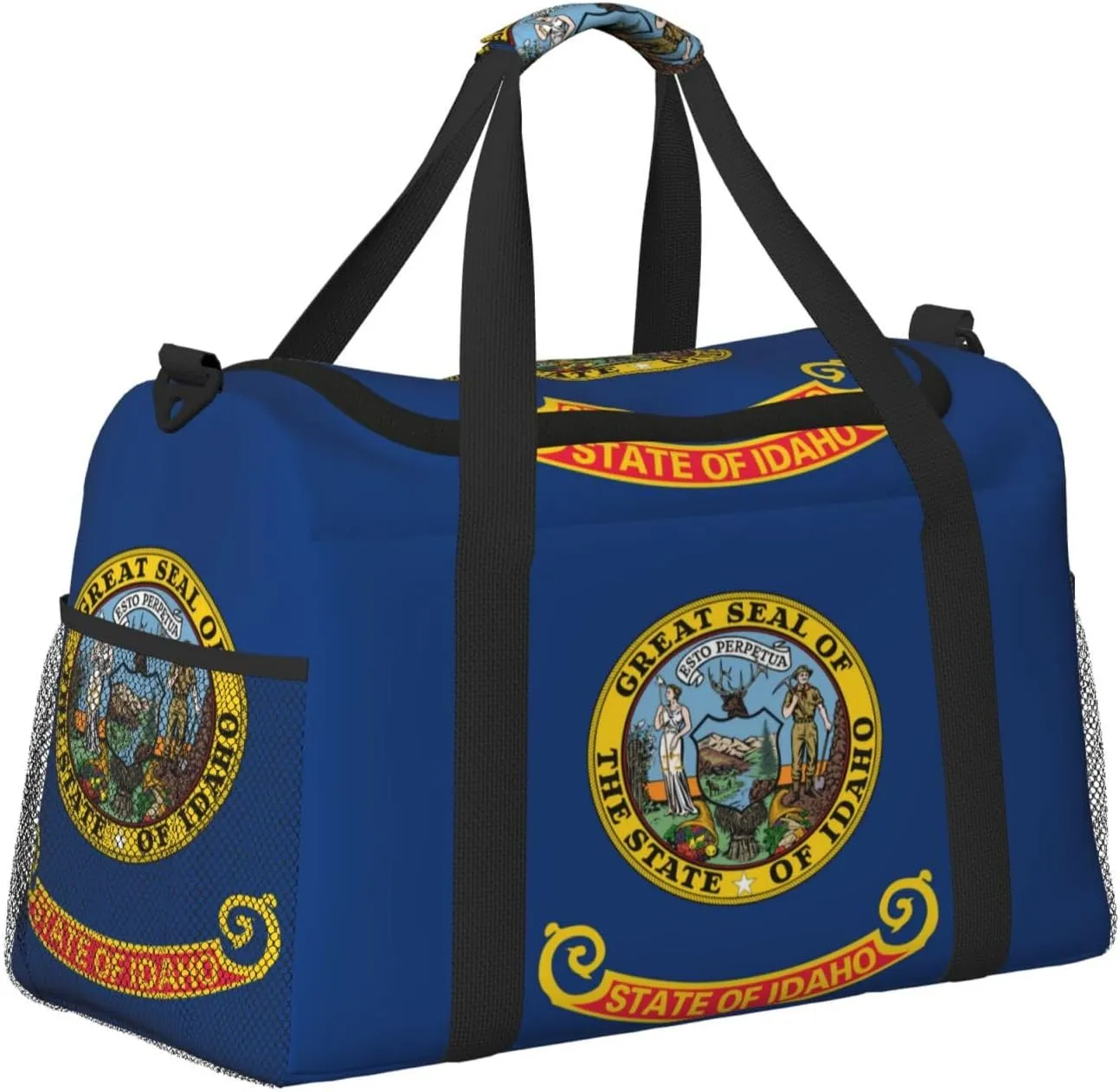 Flag Of Idaho Travel Duffel Bag Large Foldable Waterproof Overnight Bag For Beach Swim Bags Pool Sports Gym