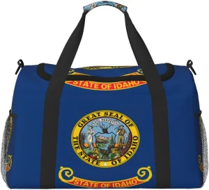 Flag Of Idaho Travel Duffel Bag Large Foldable Waterproof Overnight Bag For Beach Swim Bags Pool Sports Gym
