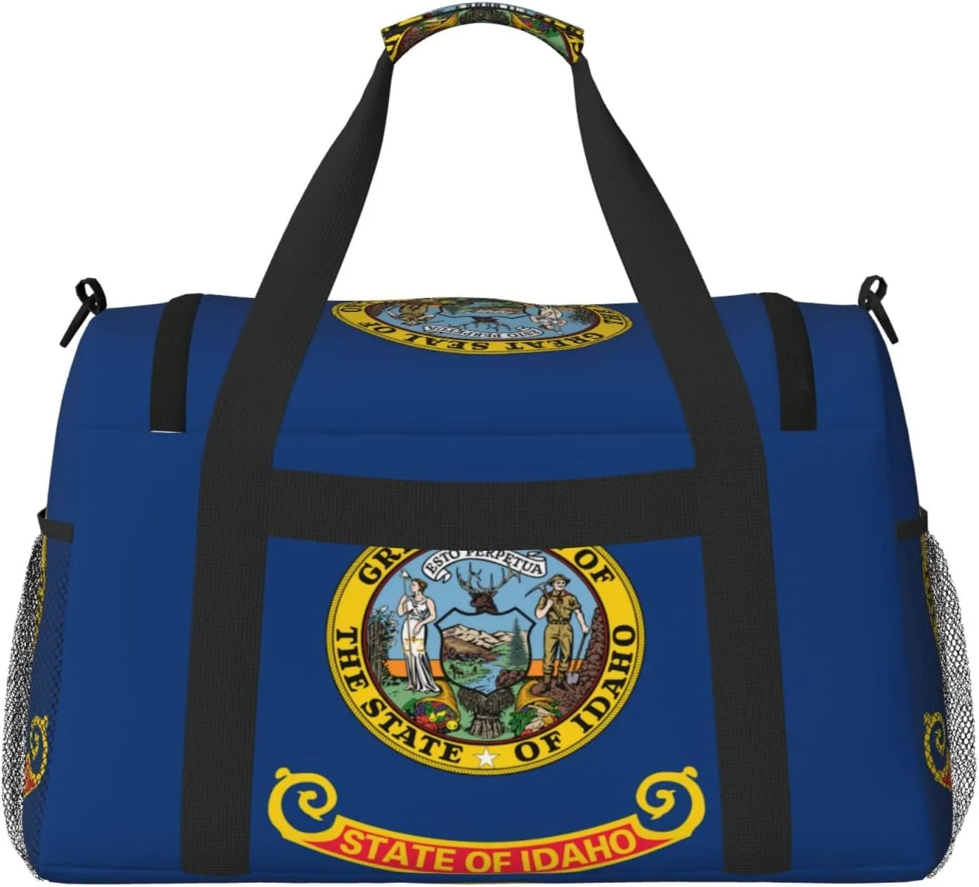 Flag Of Idaho Travel Duffel Bag Large Foldable Waterproof Overnight Bag For Beach Swim Bags Pool Sports Gym