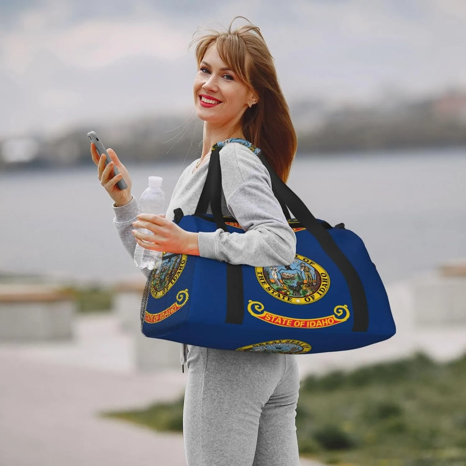 Flag Of Idaho Travel Duffel Bag Large Foldable Waterproof Overnight Bag For Beach Swim Bags Pool Sports Gym
