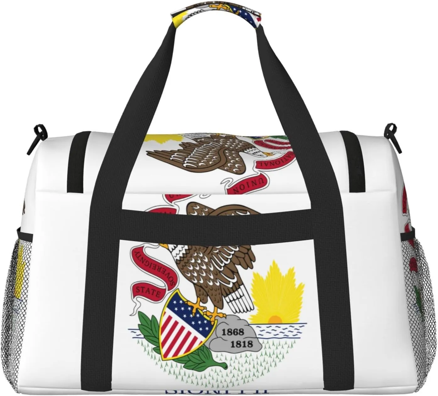 Flag Of Illinois Travel Duffel Bag Large Foldable Waterproof Overnight Bag For Beach Swim Bags Pool Sports Gym