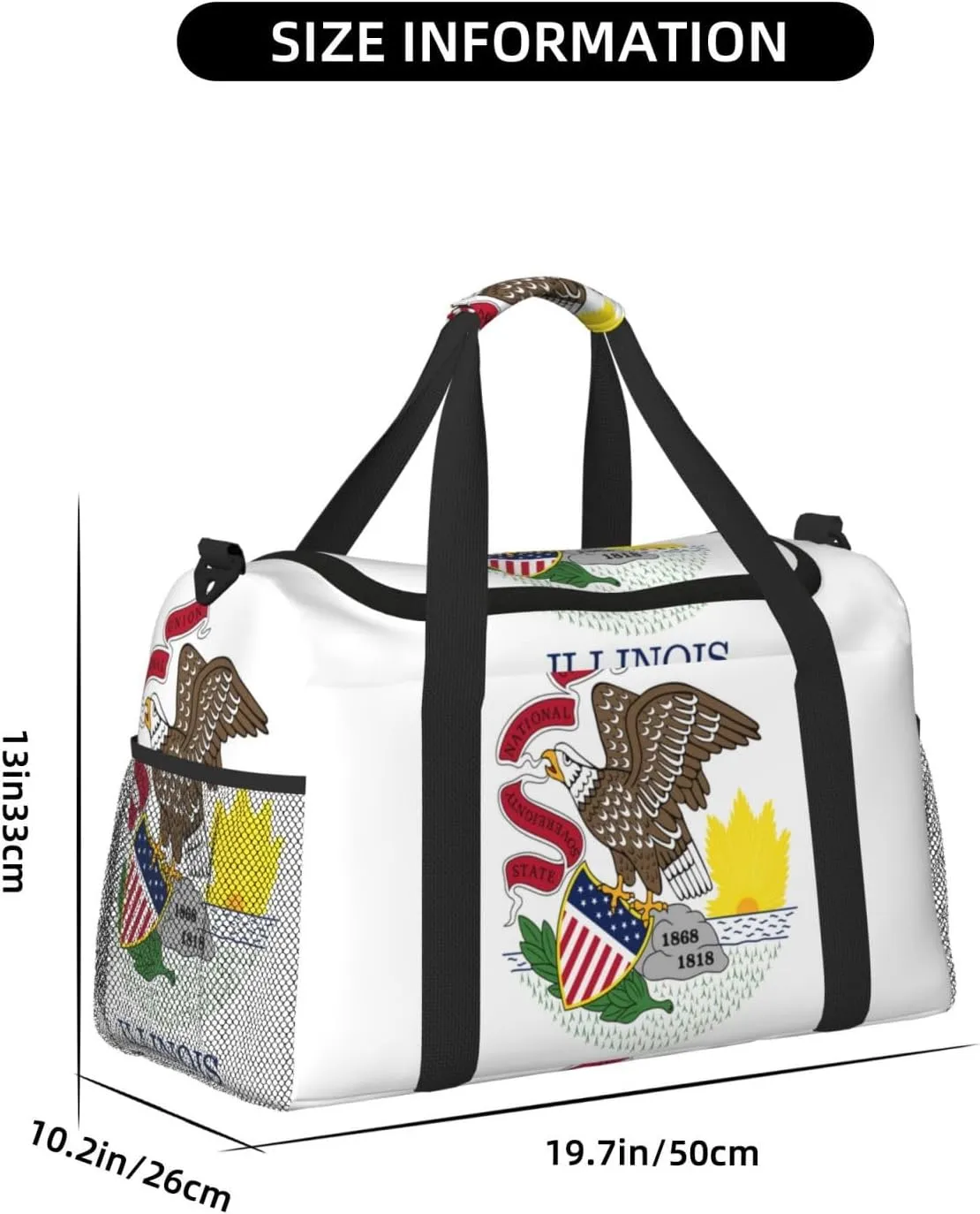 Flag Of Illinois Travel Duffel Bag Large Foldable Waterproof Overnight Bag For Beach Swim Bags Pool Sports Gym