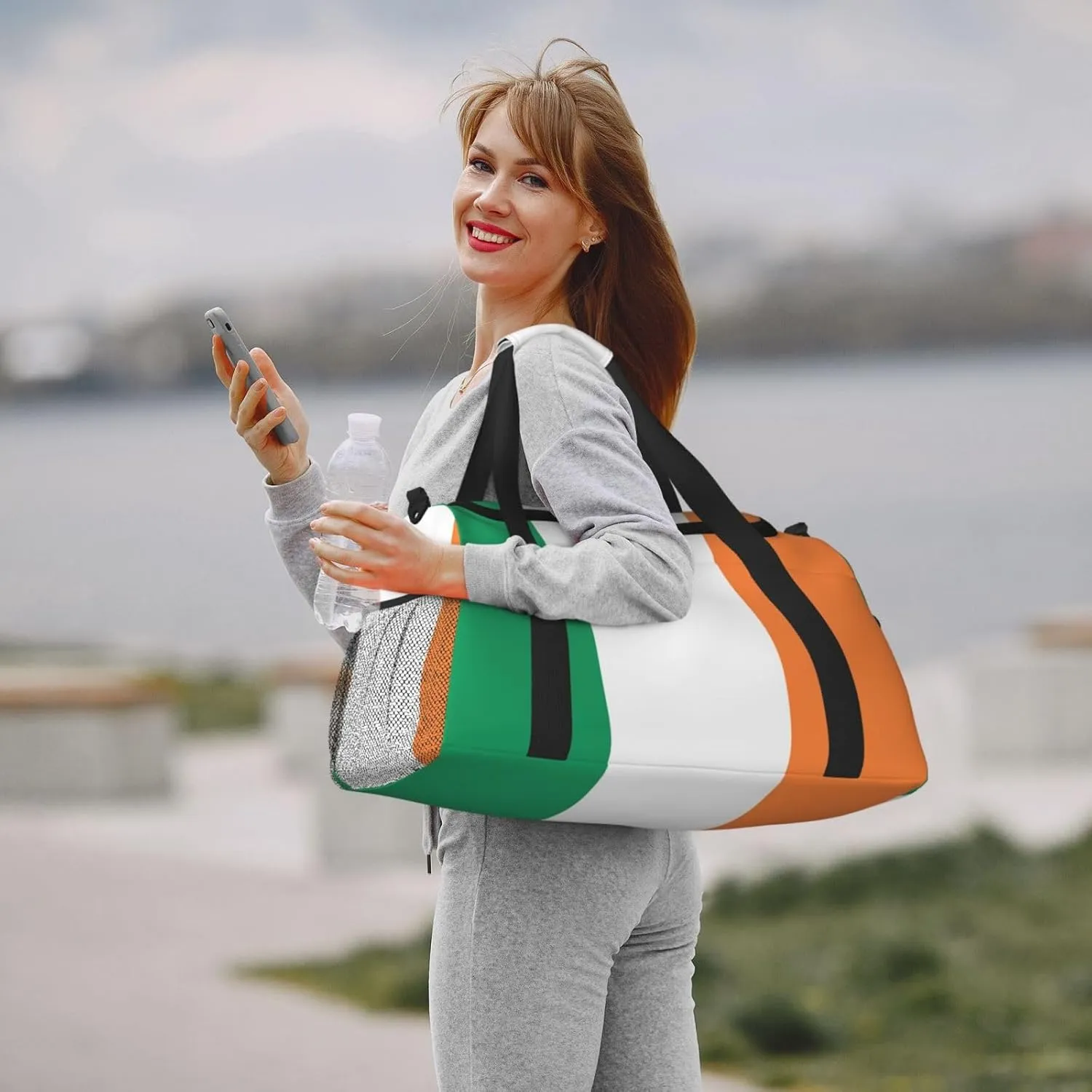 Flag Of Ireland Travel Duffel Bag Large Foldable Waterproof Overnight Bag For Beach Swim Bags Pool Sports Gym