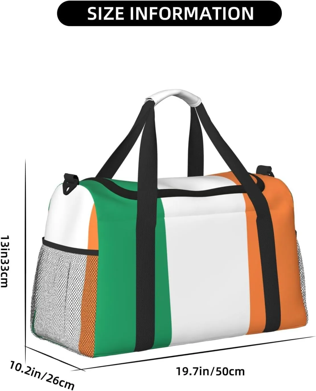 Flag Of Ireland Travel Duffel Bag Large Foldable Waterproof Overnight Bag For Beach Swim Bags Pool Sports Gym