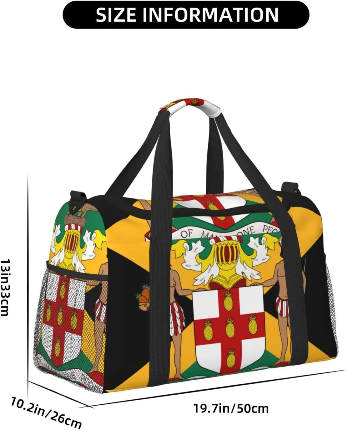 Flag Of Jamaica Travel Duffel Bag Large Foldable Waterproof Overnight Bag For Beach Swim Bags Pool Sports Gym