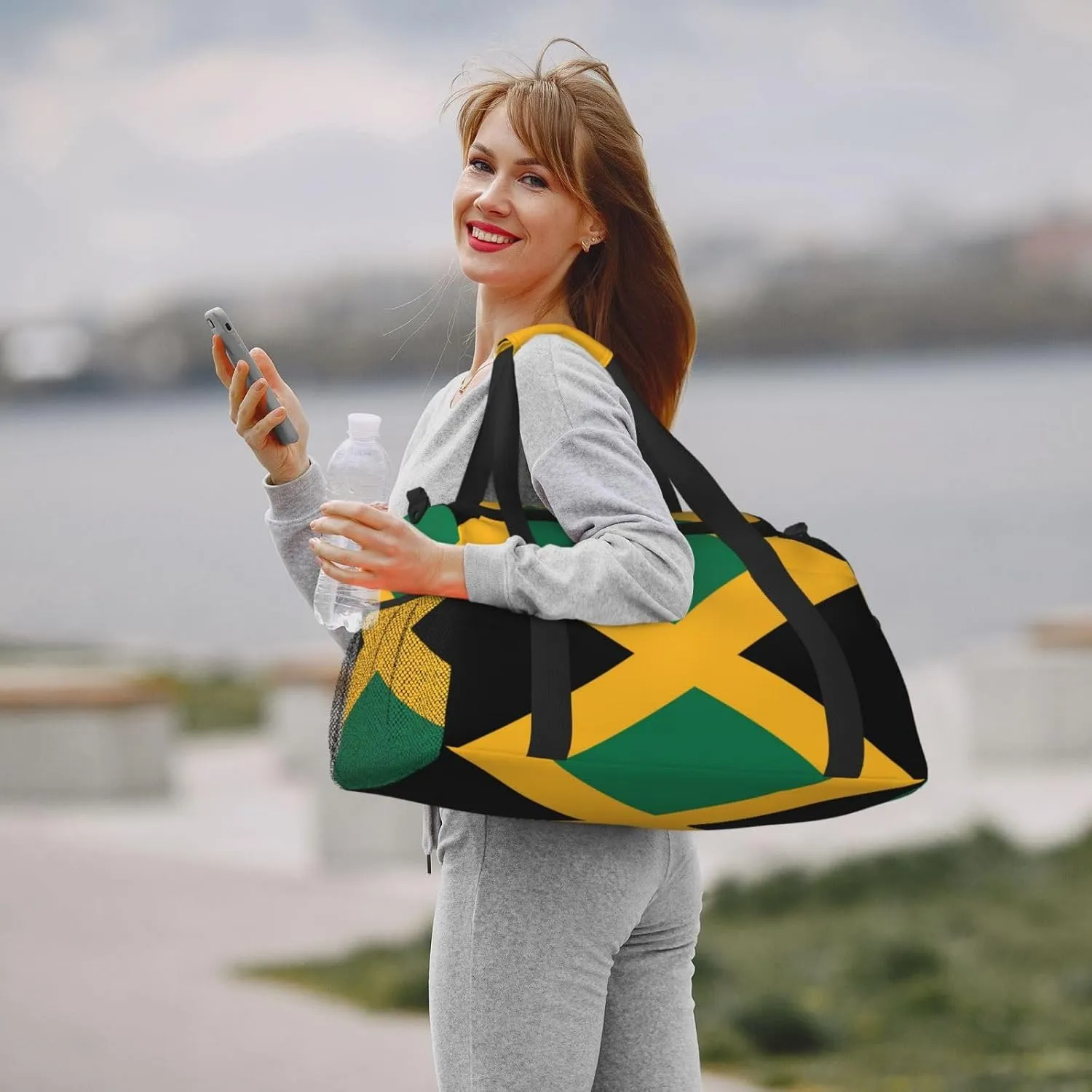 Flag Of Jamaica Travel Duffel Bag Large Foldable Waterproof Overnight Bag For Beach Swim Bags Pool Sports Gym