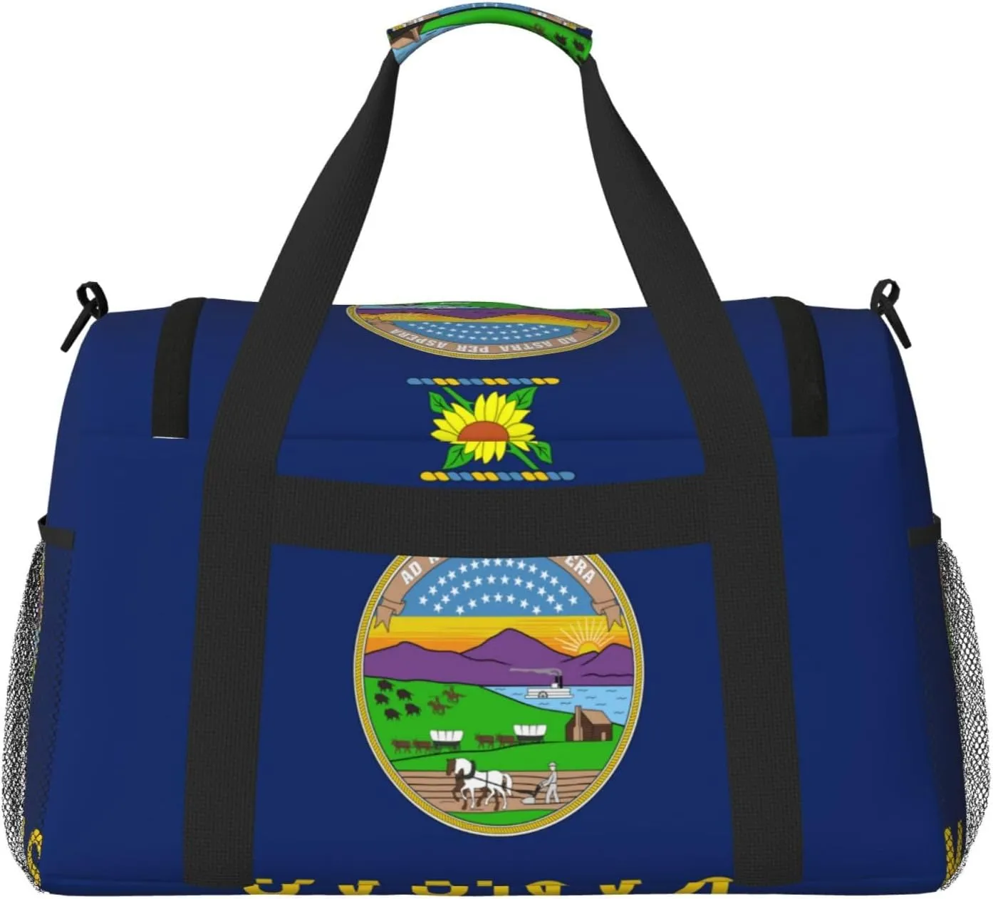 Flag Of Kansas Travel Duffel Bag Large Foldable Waterproof Overnight Bag For Beach Swim Bags Pool Sports Gym