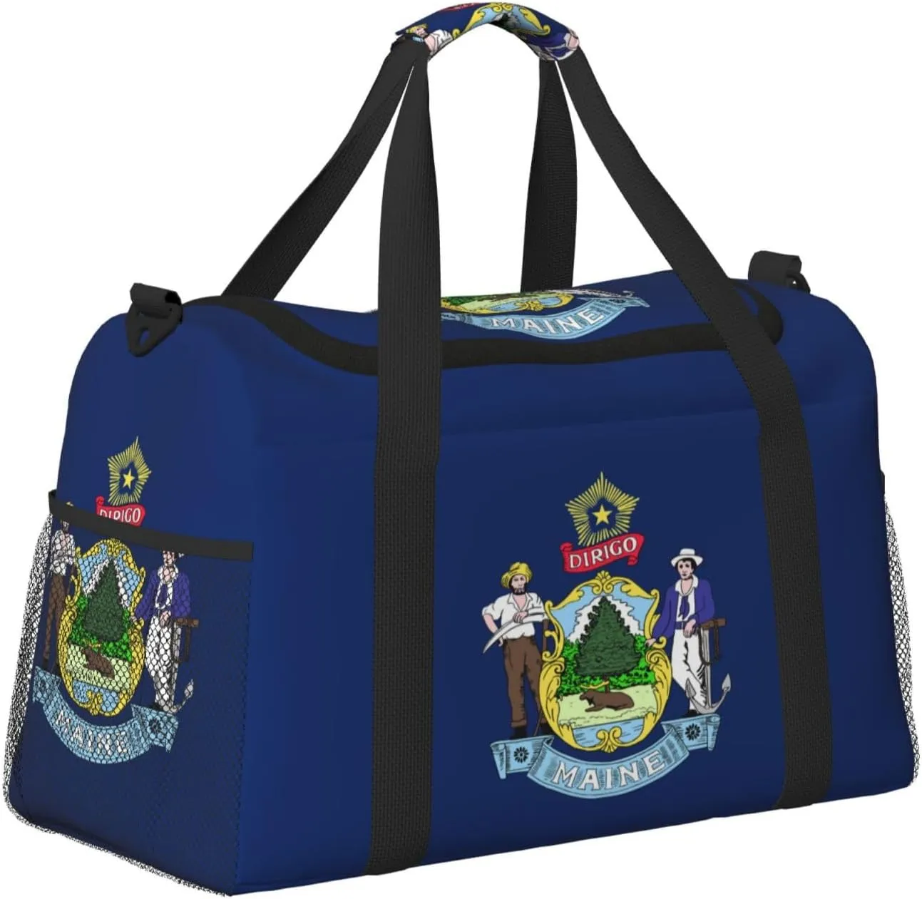 Flag Of Maine Travel Duffel Bag Large Foldable Waterproof Overnight Bag For Beach Swim Bags Pool Sports Gym