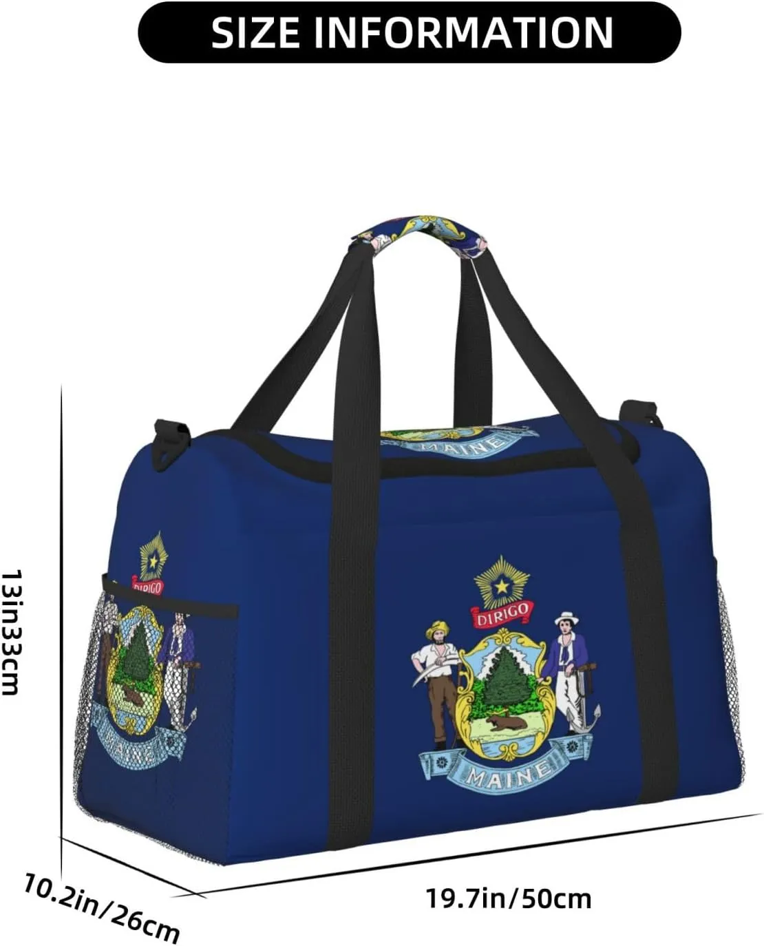 Flag Of Maine Travel Duffel Bag Large Foldable Waterproof Overnight Bag For Beach Swim Bags Pool Sports Gym