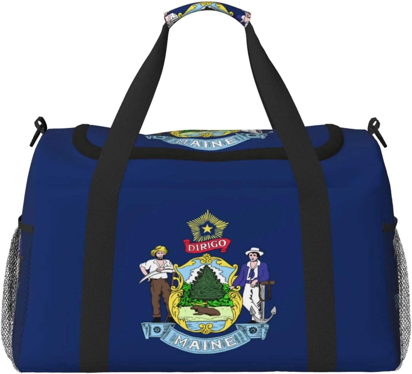 Flag Of Maine Travel Duffel Bag Large Foldable Waterproof Overnight Bag For Beach Swim Bags Pool Sports Gym