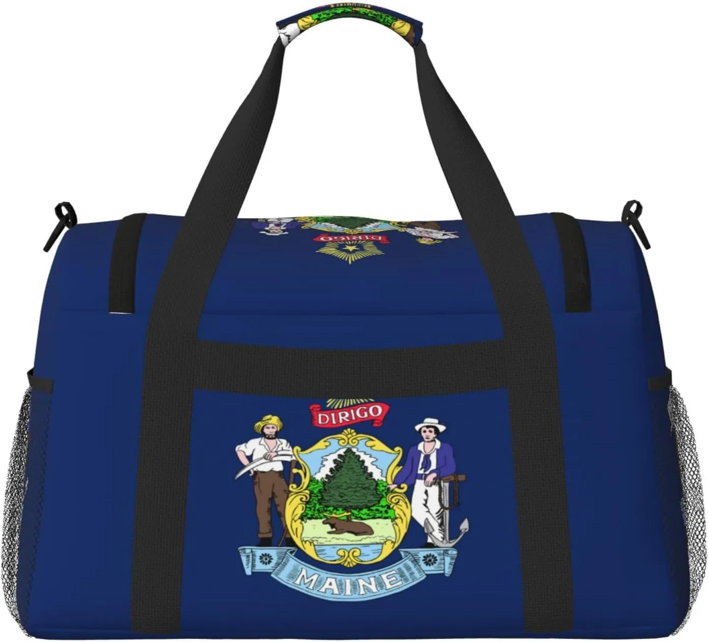 Flag Of Maine Travel Duffel Bag Large Foldable Waterproof Overnight Bag For Beach Swim Bags Pool Sports Gym