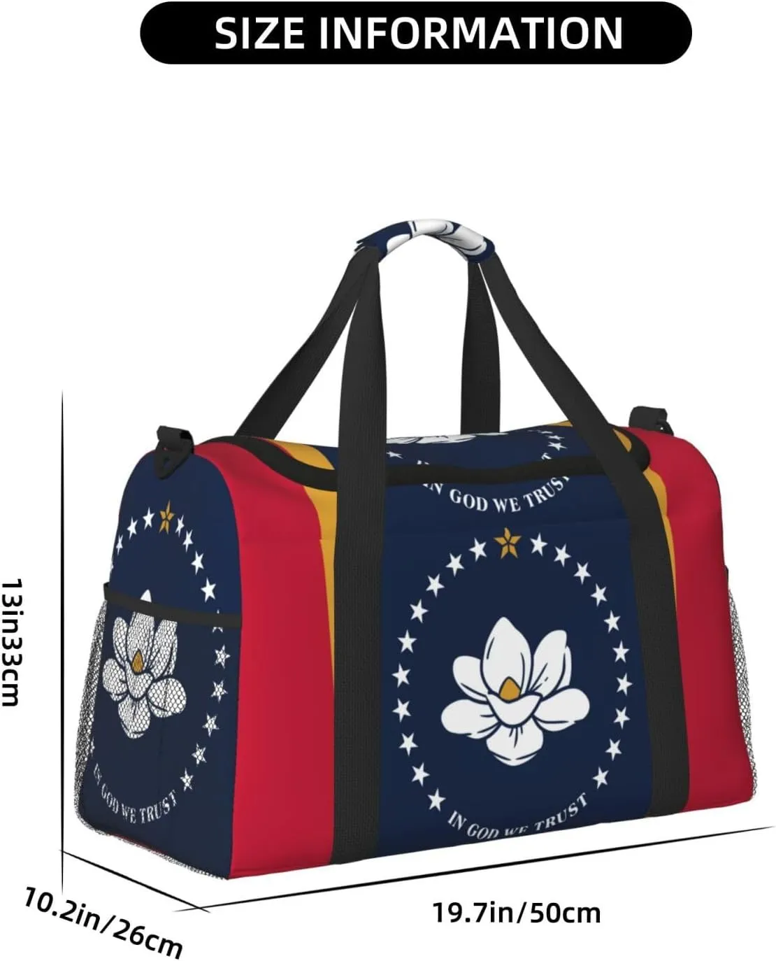 Flag Of Mississippi Travel Duffel Bag Large Foldable Waterproof Overnight Bag For Beach Swim Bags Pool Sports Gym