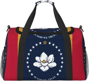 Flag Of Mississippi Travel Duffel Bag Large Foldable Waterproof Overnight Bag For Beach Swim Bags Pool Sports Gym