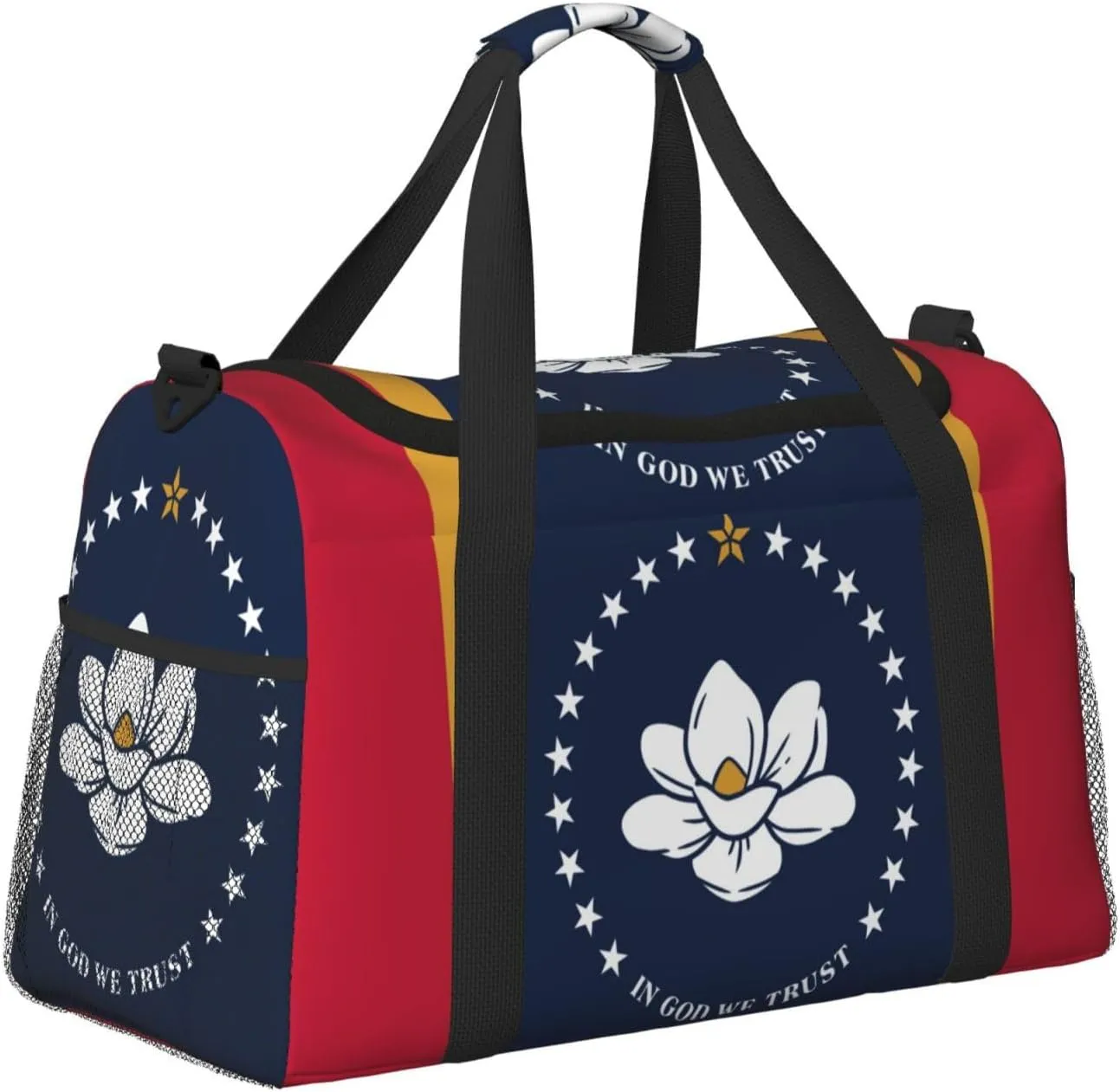 Flag Of Mississippi Travel Duffel Bag Large Foldable Waterproof Overnight Bag For Beach Swim Bags Pool Sports Gym
