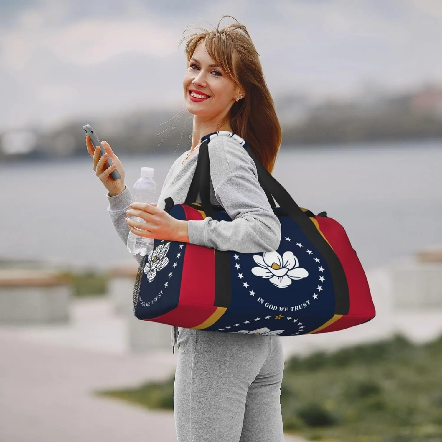 Flag Of Mississippi Travel Duffel Bag Large Foldable Waterproof Overnight Bag For Beach Swim Bags Pool Sports Gym