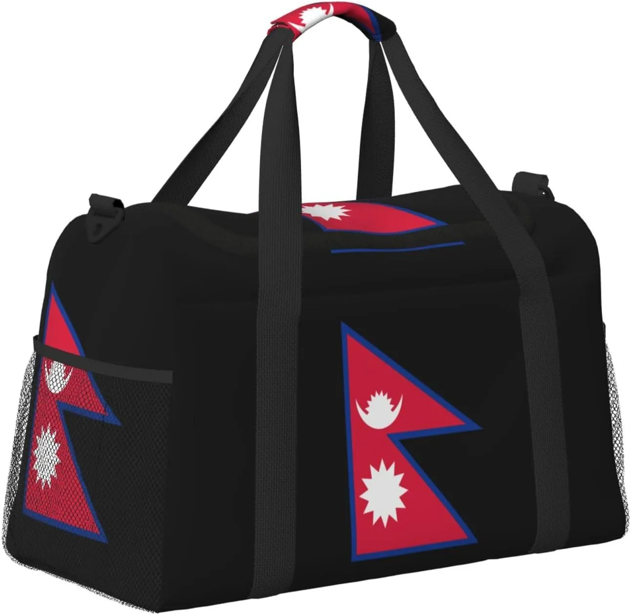 Flag Of Nepal Travel Duffel Bag Large Foldable Waterproof Overnight Bag For Beach Swim Bags Pool Sports Gym