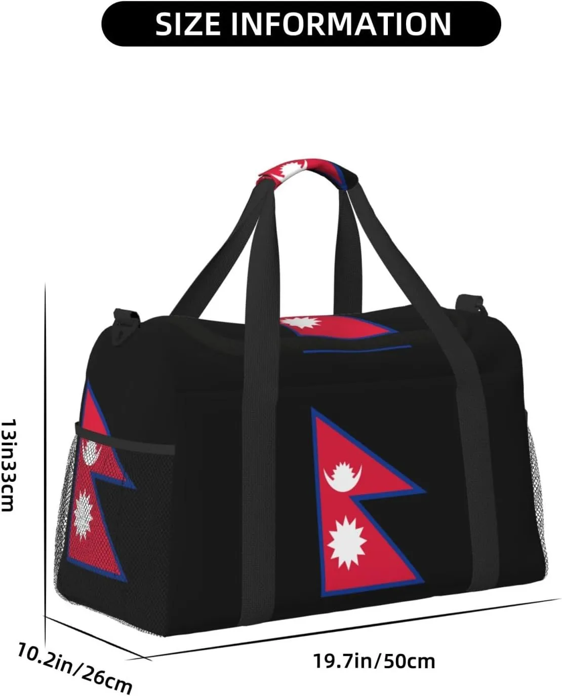 Flag Of Nepal Travel Duffel Bag Large Foldable Waterproof Overnight Bag For Beach Swim Bags Pool Sports Gym