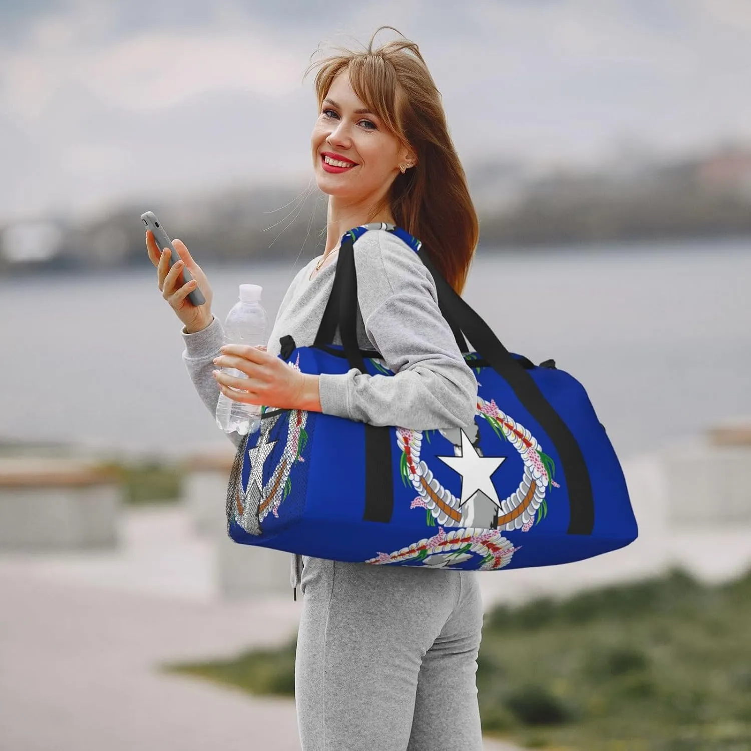 Flag Of Northern Mariana Travel Duffel Bag Large Foldable Waterproof Overnight Bag For Beach Swim Bags Pool Sports Gym