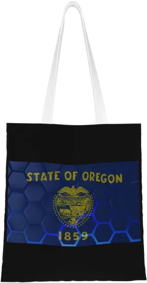 Flag Of Oregon Tote Bag for Women Canvas Shopping Bags Reusable Large Capacity Casual Shoulder Handbags Grocery Bags DIY Gift Bags