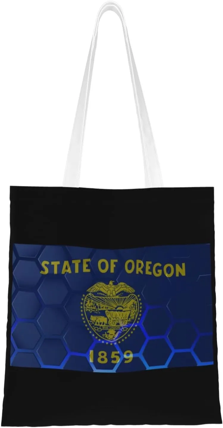 Flag Of Oregon Tote Bag for Women Canvas Shopping Bags Reusable Large Capacity Casual Shoulder Handbags Grocery Bags DIY Gift Bags