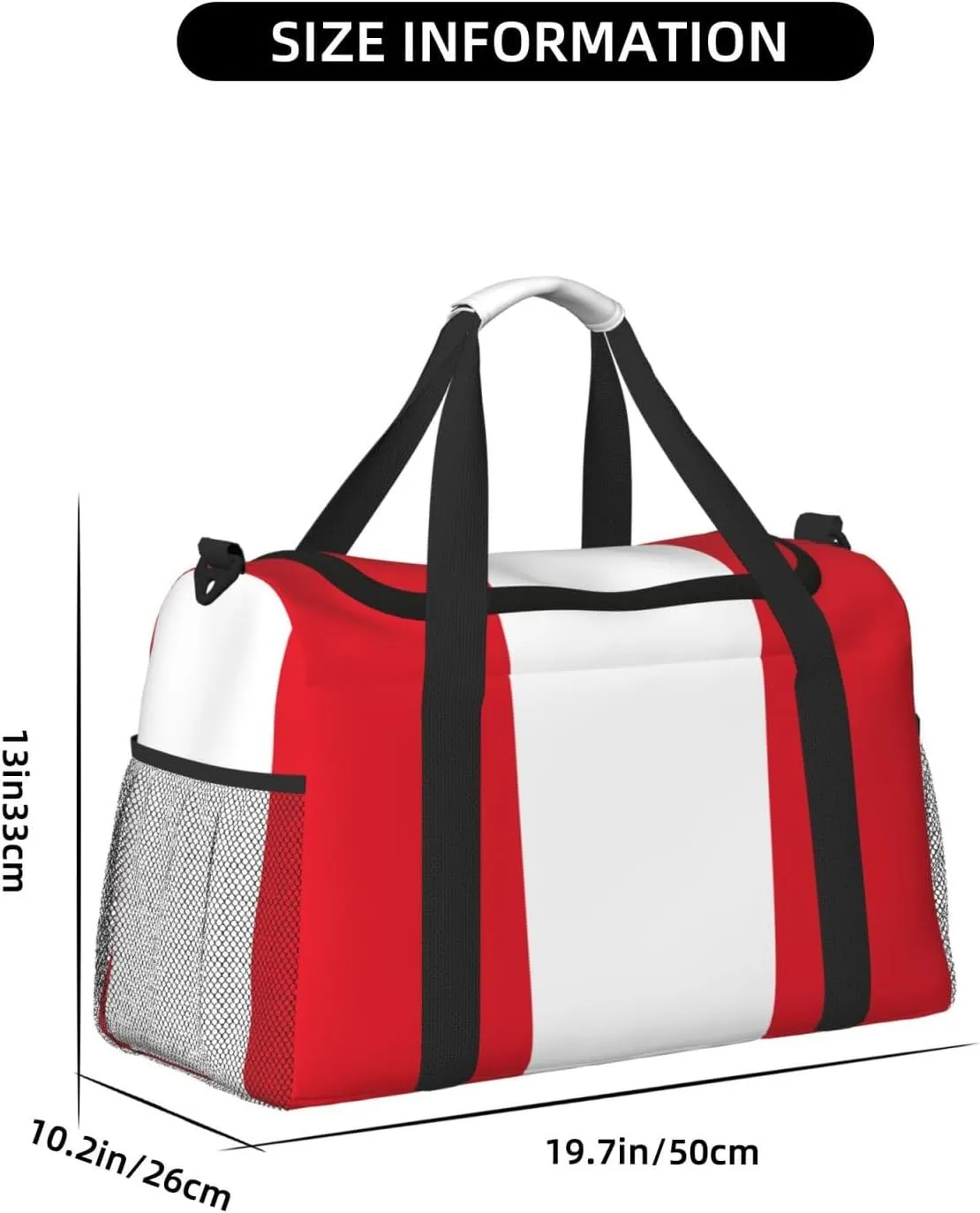 Flag Of Peru Travel Duffel Bag Large Foldable Waterproof Overnight Bag For Beach Swim Bags Pool Sports Gym