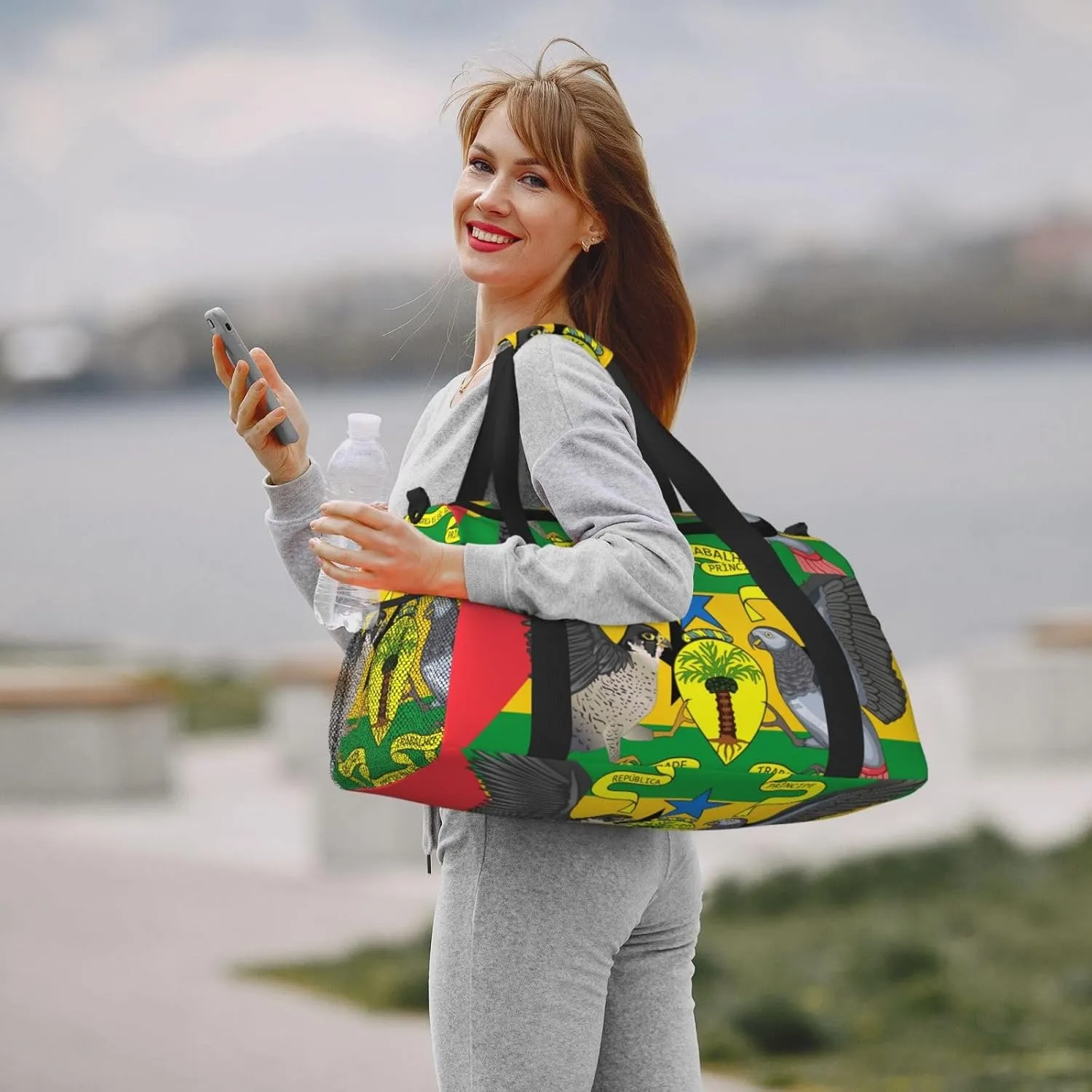 Flag Of Sao Tome Travel Duffel Bag Large Foldable Waterproof Overnight Bag For Beach Swim Bags Pool Sports Gym