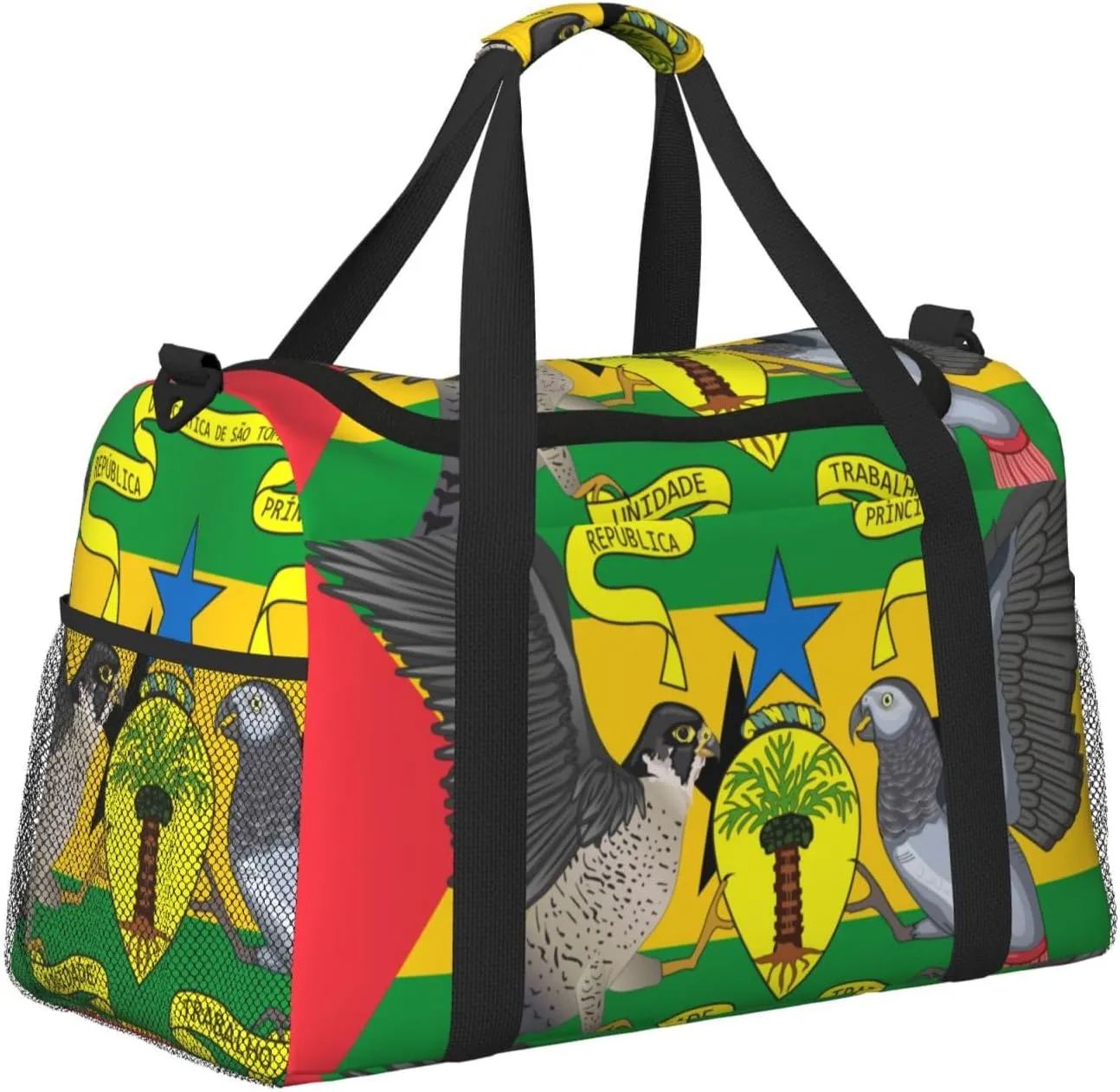 Flag Of Sao Tome Travel Duffel Bag Large Foldable Waterproof Overnight Bag For Beach Swim Bags Pool Sports Gym