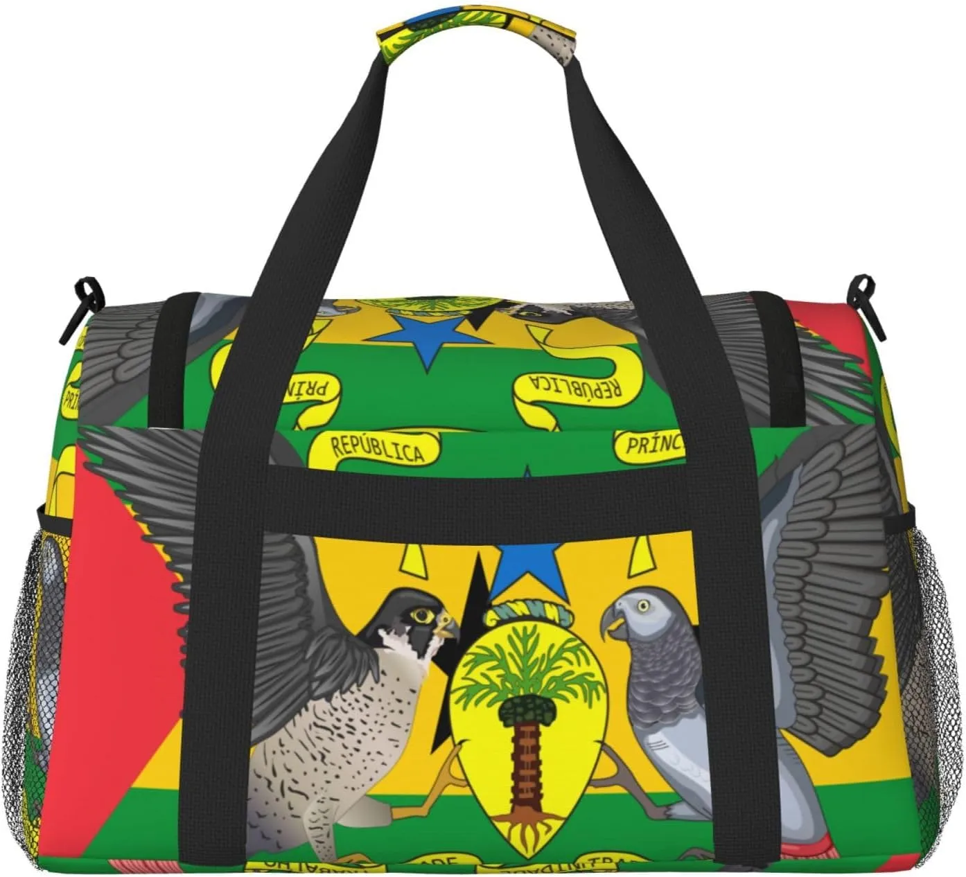 Flag Of Sao Tome Travel Duffel Bag Large Foldable Waterproof Overnight Bag For Beach Swim Bags Pool Sports Gym