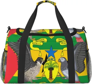 Flag Of Sao Tome Travel Duffel Bag Large Foldable Waterproof Overnight Bag For Beach Swim Bags Pool Sports Gym