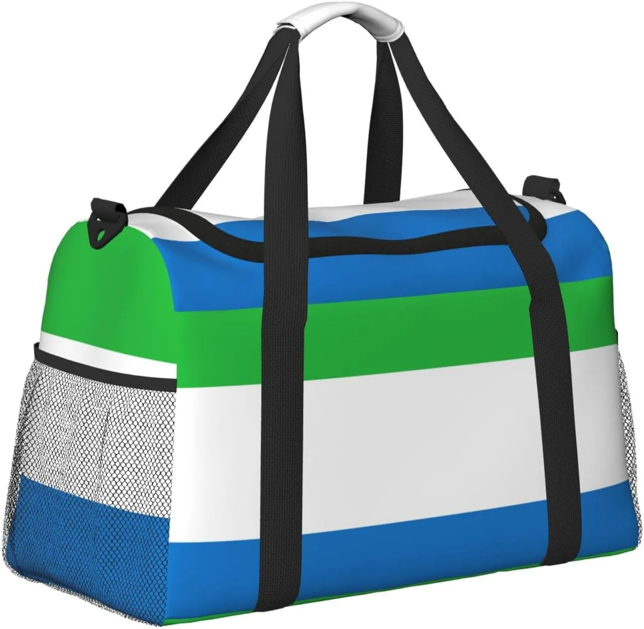 Flag Of Sierra Leone Travel Duffel Bag Large Foldable Waterproof Overnight Bag For Beach Swim Bags Pool Sports Gym