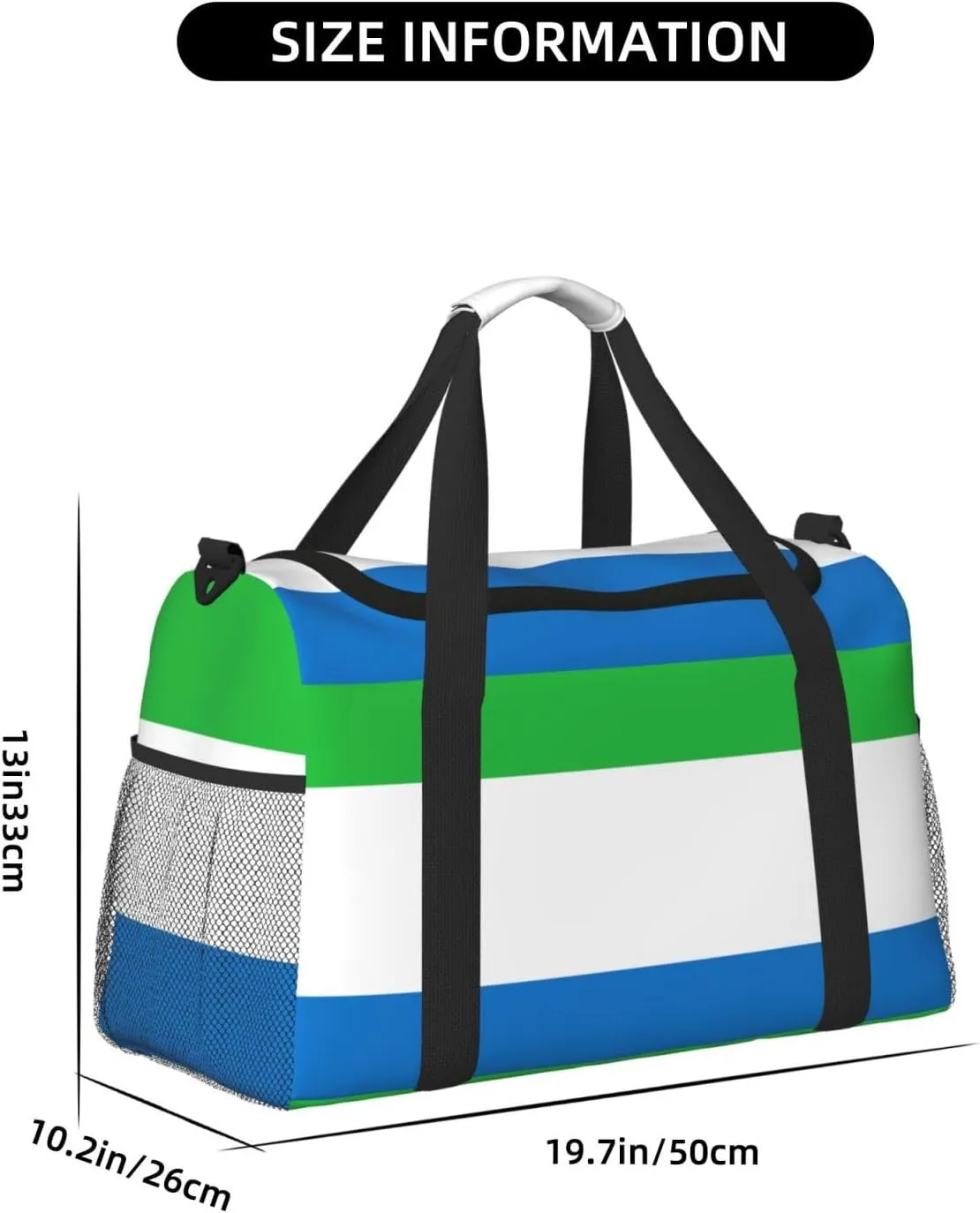 Flag Of Sierra Leone Travel Duffel Bag Large Foldable Waterproof Overnight Bag For Beach Swim Bags Pool Sports Gym