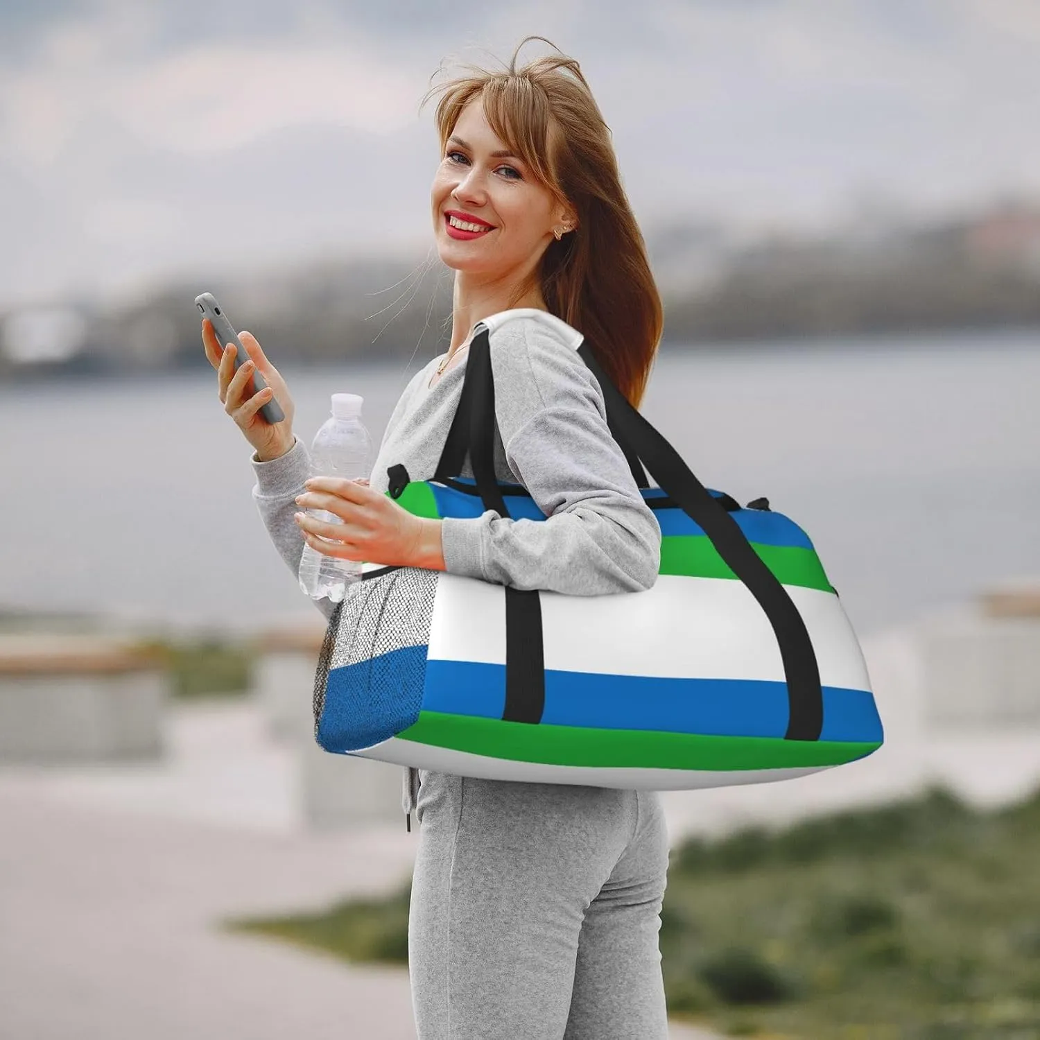 Flag Of Sierra Leone Travel Duffel Bag Large Foldable Waterproof Overnight Bag For Beach Swim Bags Pool Sports Gym