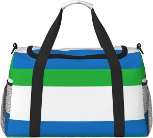 Flag Of Sierra Leone Travel Duffel Bag Large Foldable Waterproof Overnight Bag For Beach Swim Bags Pool Sports Gym