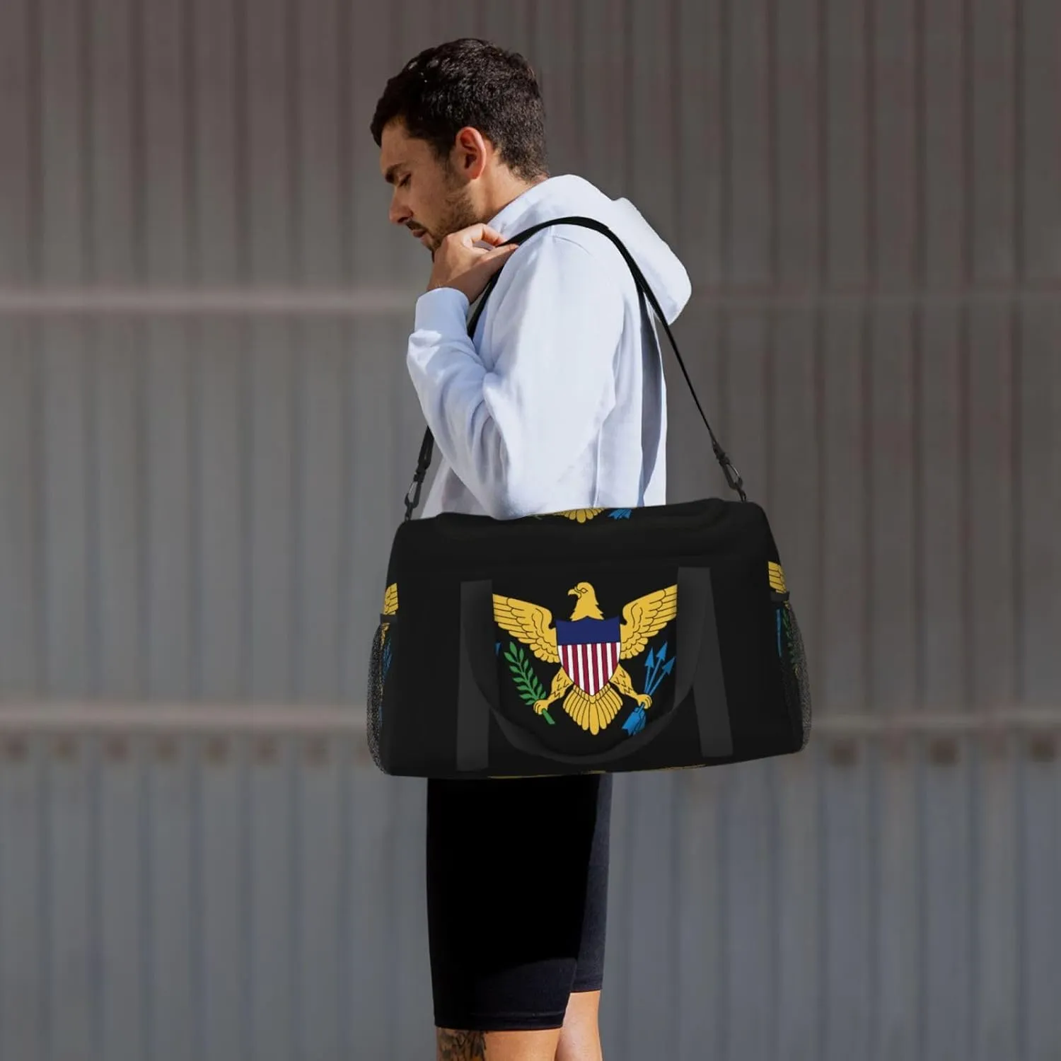 Flag Of Virgin Islands Travel Duffel Bag Large Foldable Waterproof Overnight Bag For Beach Swim Bags Pool Sports Gym