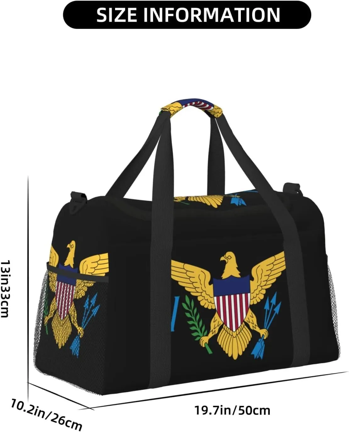 Flag Of Virgin Islands Travel Duffel Bag Large Foldable Waterproof Overnight Bag For Beach Swim Bags Pool Sports Gym