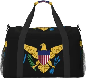 Flag Of Virgin Islands Travel Duffel Bag Large Foldable Waterproof Overnight Bag For Beach Swim Bags Pool Sports Gym
