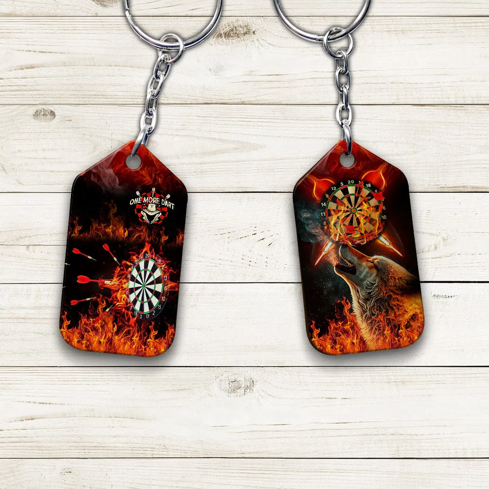 Flame Bullseye Dartboard Keychain Wolf And Darts For Dart Team Player